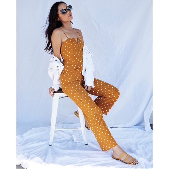 Mustard Polka Dot Jumpsuit - Picture 3 of 8